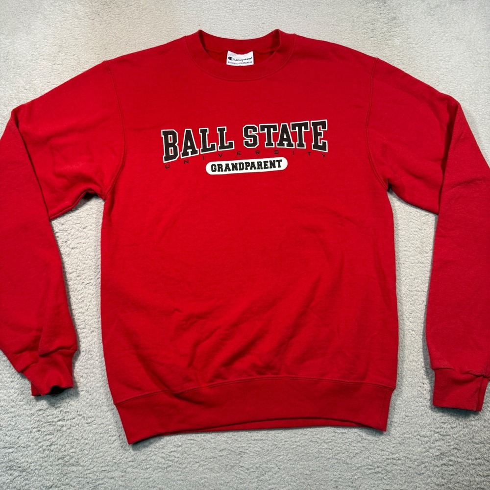 Champion Sweatshirt S Red Ball State University Grandparent Crewneck Pullover